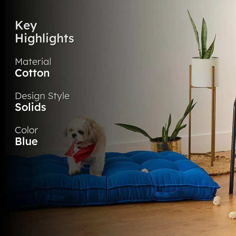 Pawdium Solid Cotton Floor Cushion - Blue media 2