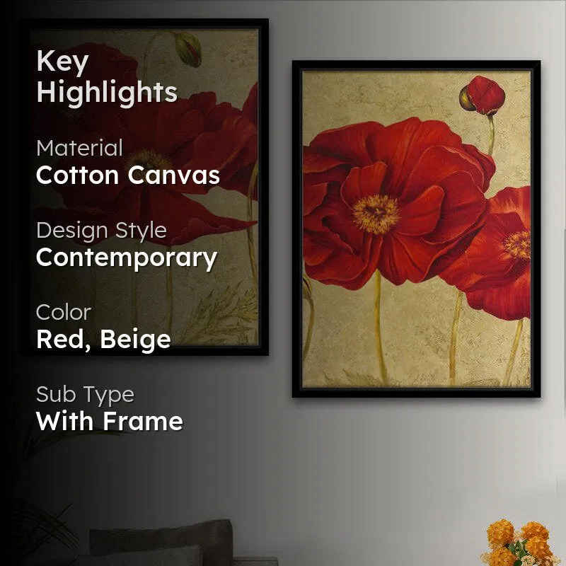 Crickel Floral Cotton Canvas Wall Art - Set Of Two media 2