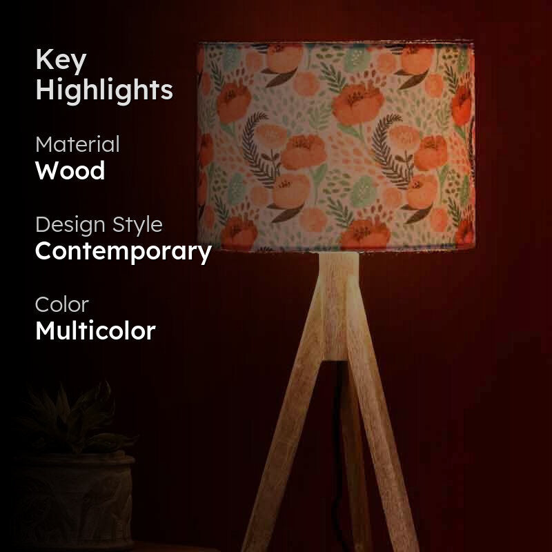Rosey Dosey Wooden Table Lamp - Multicolor media 2