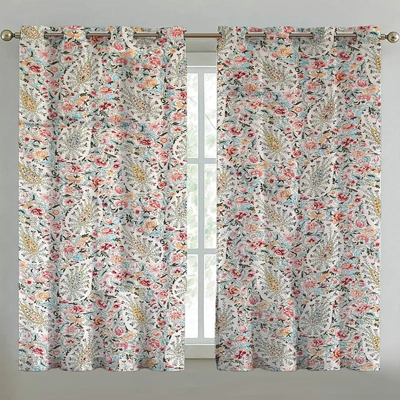 Ocane Floral Cotton Curtain - Set Of Two media 1