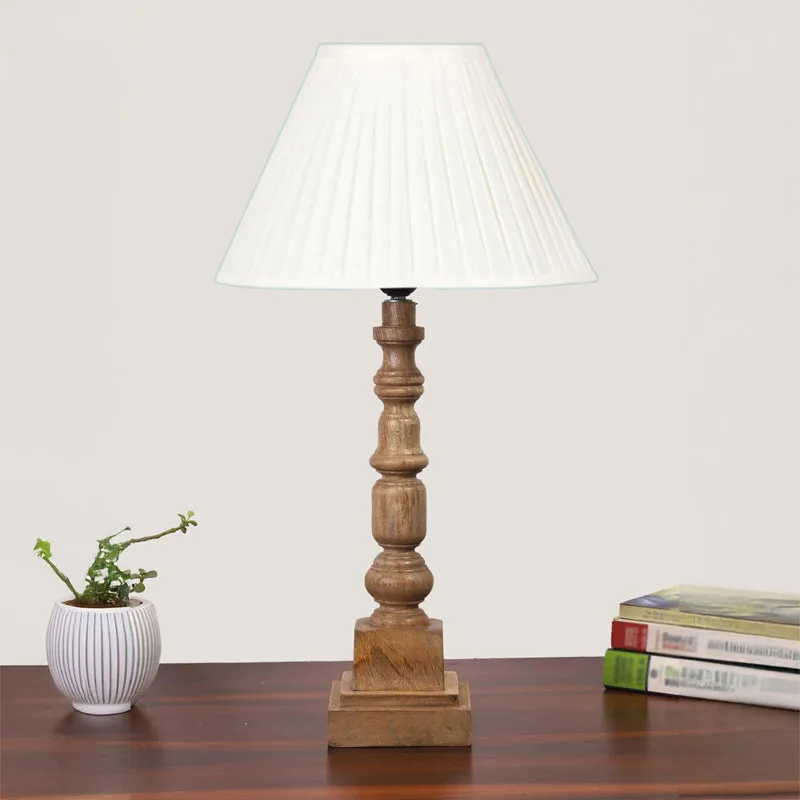 Pleatra II Arbor Wooden Table Lamp - White,Brown media 3