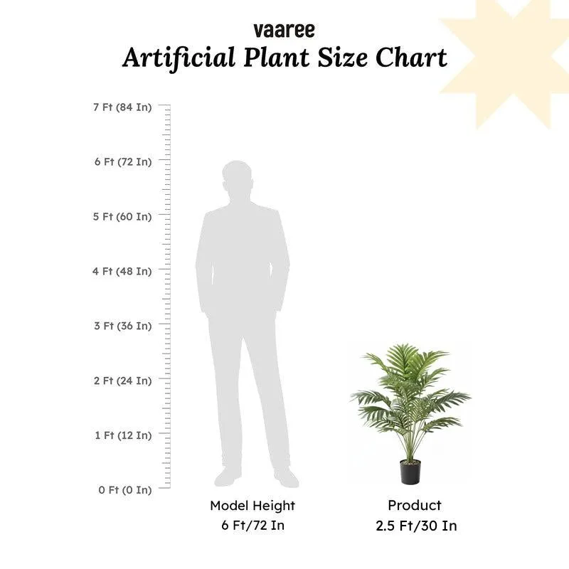Palmora Artificial Areca Palm Plant With Black Plastic Pot - 2.5 ft media 6