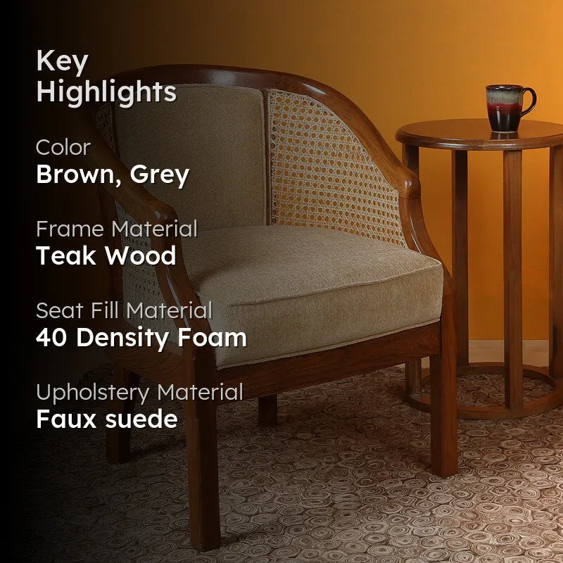 Dura Barrel Teak Wood Accent Chair media 2