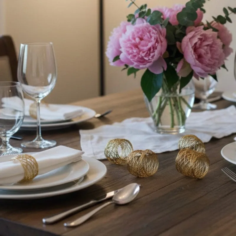 Napora Gold Metal Napkin Rings - Set Of Six media 4
