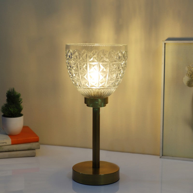 Anvora Elegant Mild Steel Table Lamp - Gold,Transparent media 3