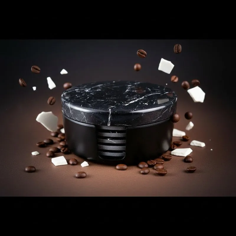 Black Marble Melamine Coaster Set - Eight Piece Set - 3