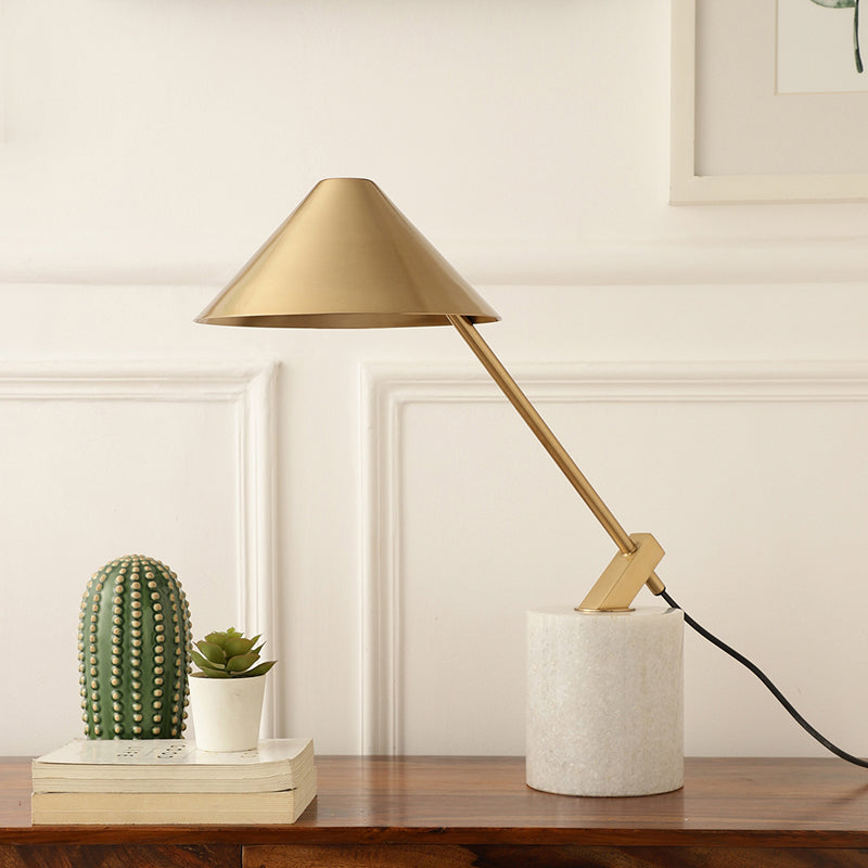Golden Peak Marble Table Lamp - White,Gold media 3