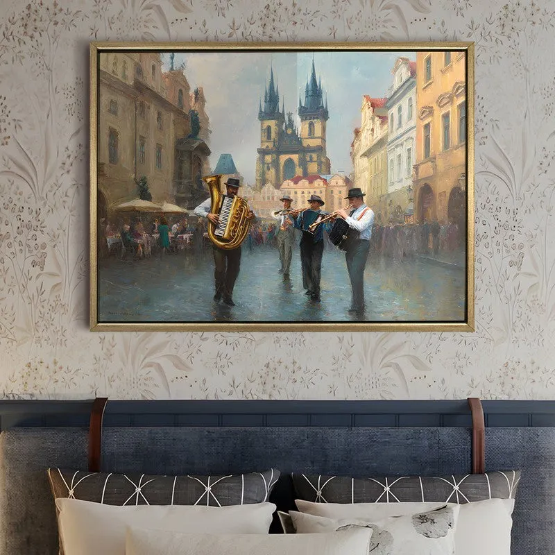 Oldtown Brass Canvas Wall Painting With Frame media 5