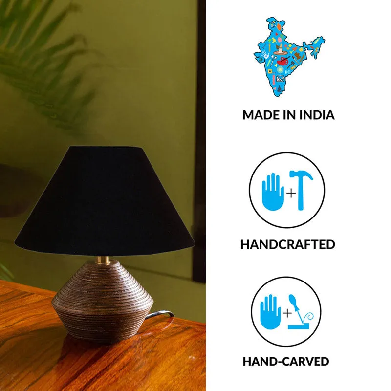 Yami Cone Wooden Table Lamp - Black,Brown media 4