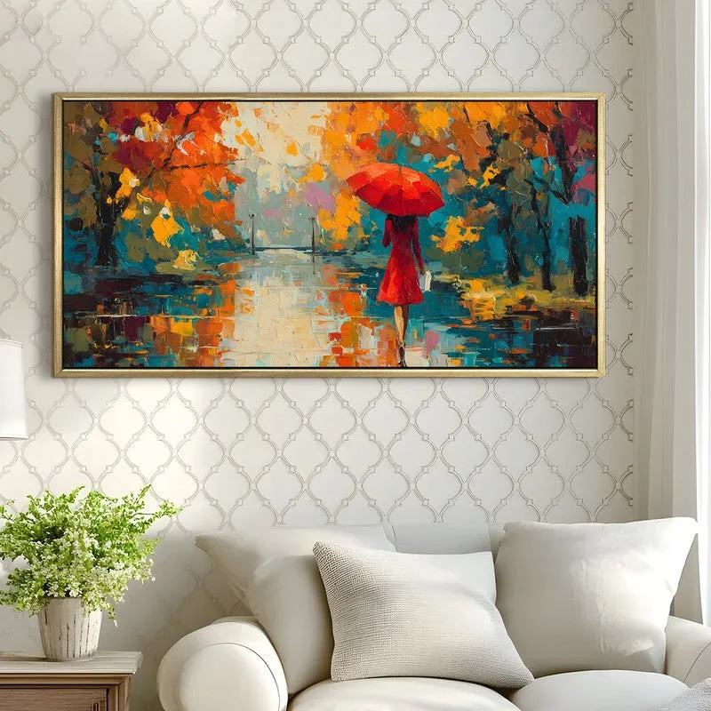 Rainlit Path Canvas Wall Painting With Frame media 4