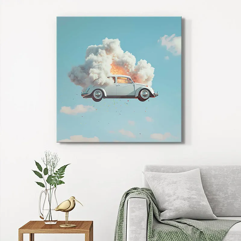 A Vintage Car In The Sky Wall Painting media 1