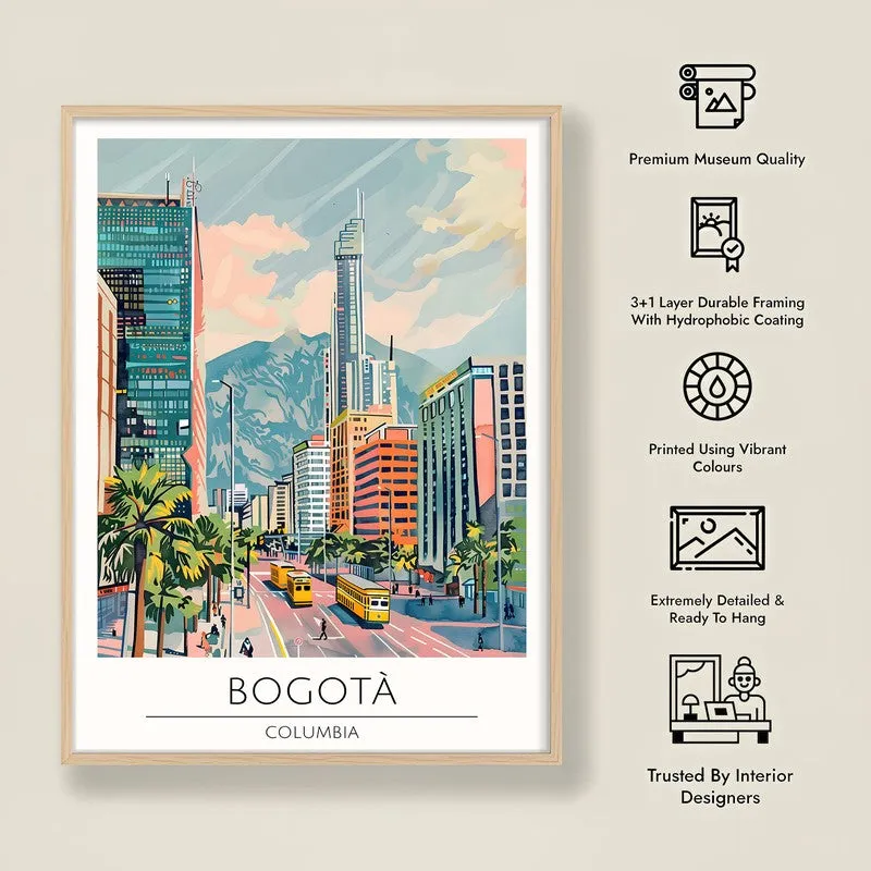 Vintage Bogota Framed Canvas Archival Canvas Wall Painting - Natural Brown Frame media 8