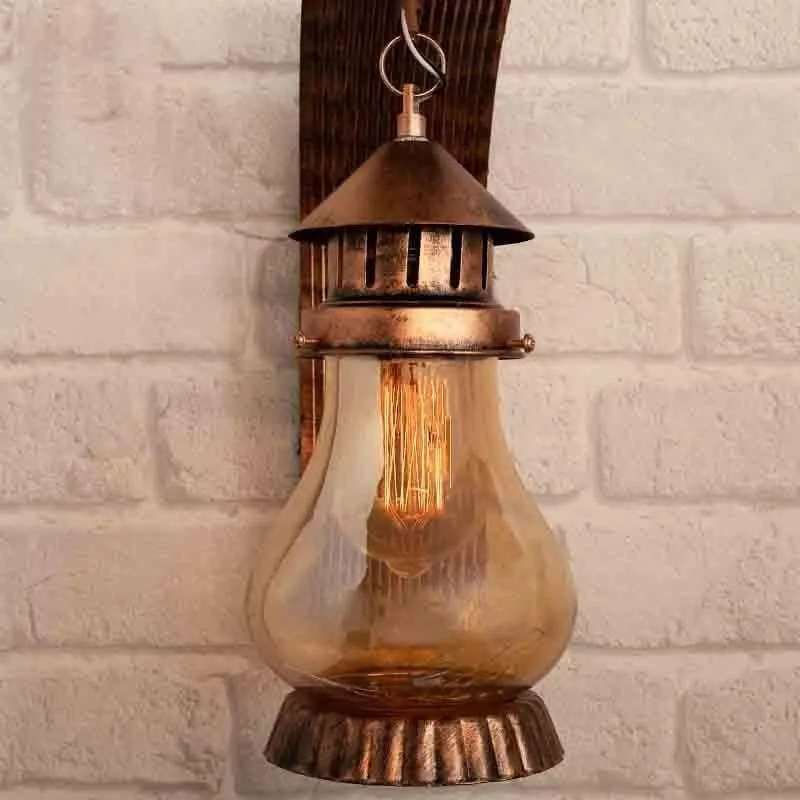 Modern Haveli Lantern Wooden Wall Lamp media 3