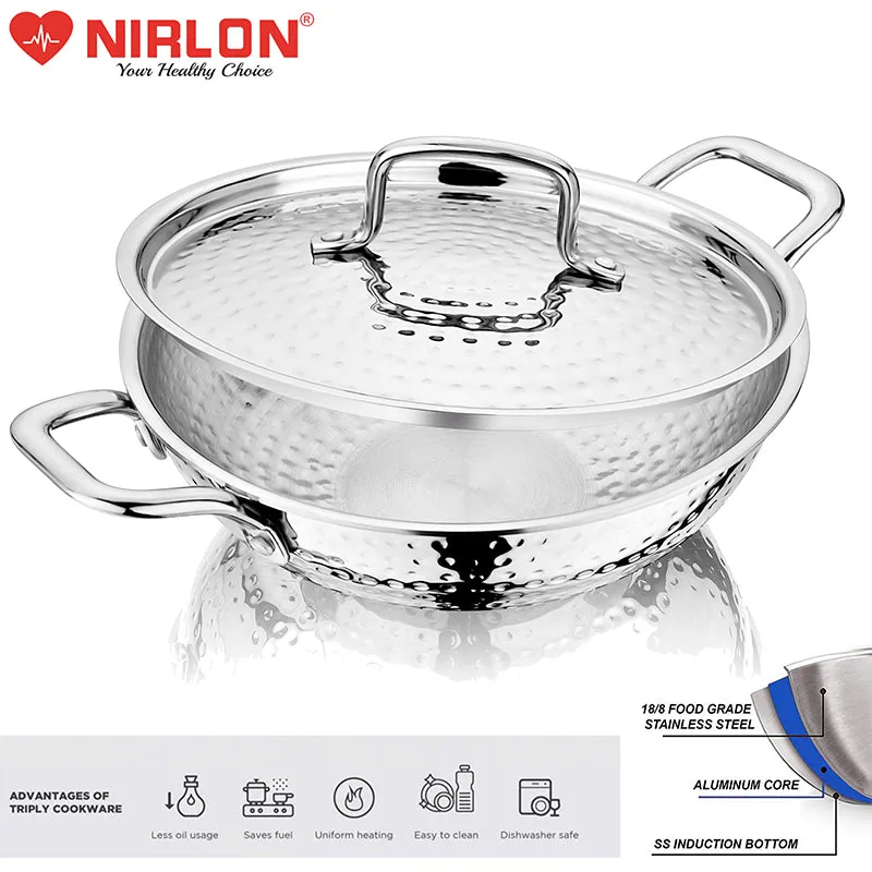 Nirlon Hammered Kadhai With Lid - 1500 mL/8 Inches media 3
