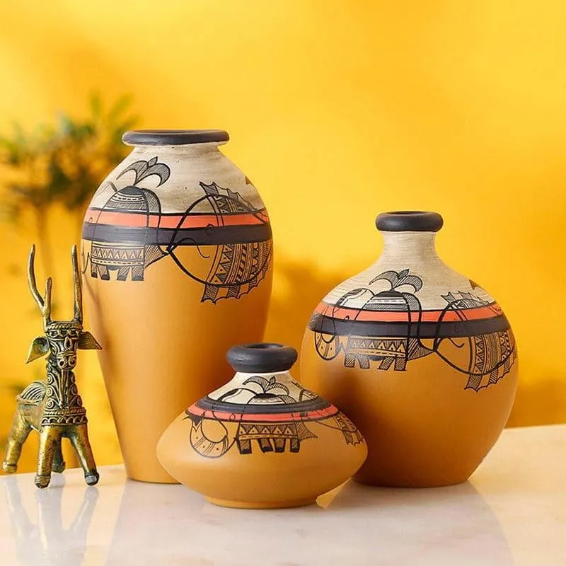 Melrose Tribal Terracotta Vase - Set Of Three media 4