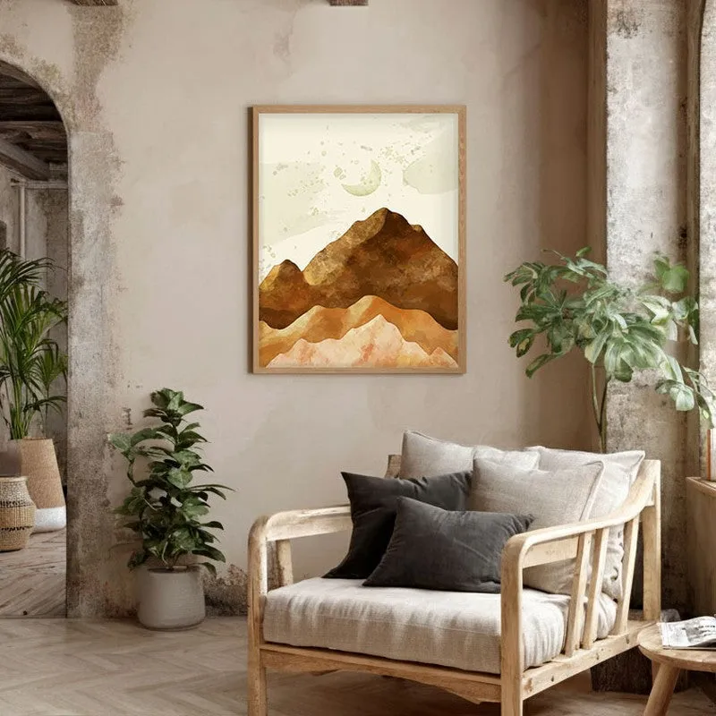 Sandy Peaks Archival Paper Wall Art  - Natural Brown Frame media 3