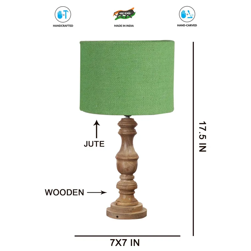 Sienna I Carve Wooden Table Lamp - Green,Brown media 7