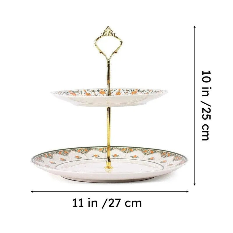 LuxeServe Tiered Cake Stand - White,Gold media 8