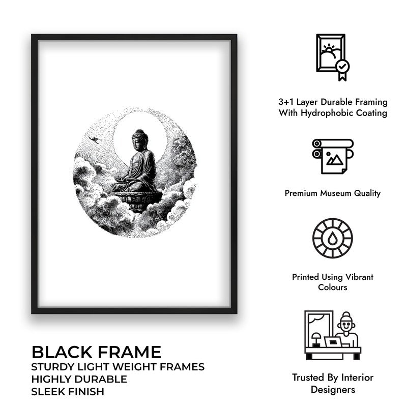 Eternal Peace Buddha Wall Painting With Black Frame media 9