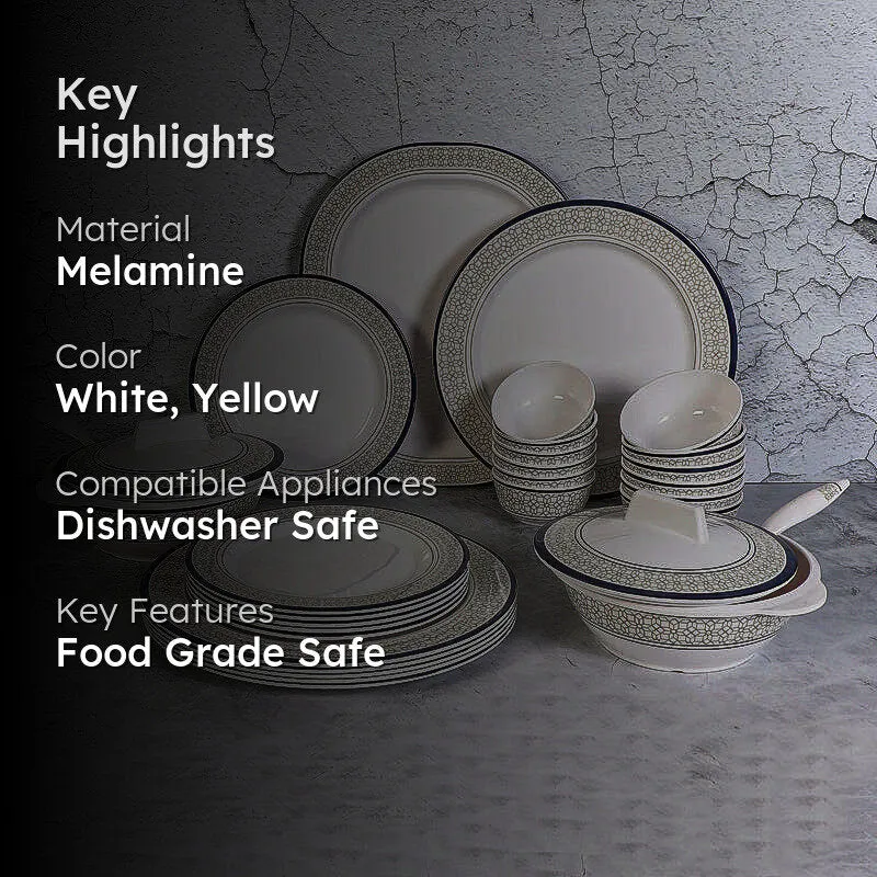 Cubicio Ethnic Melamine Dinner Set (Yellow) - 31 Piece Set media 2