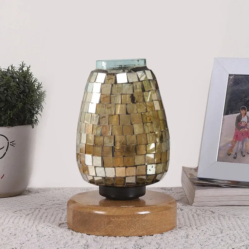 Glowling Mosaic Glass Table Lamp With Wooden Base - Multicolor media 4