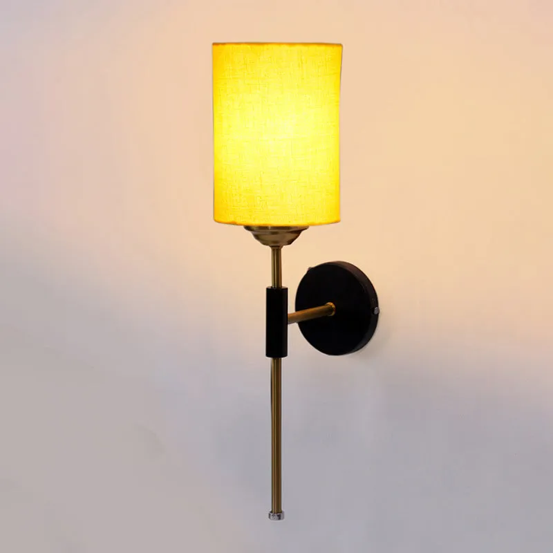 Beryll Cylindrical Steel & Cotton Wall Lamp - Yellow media 4