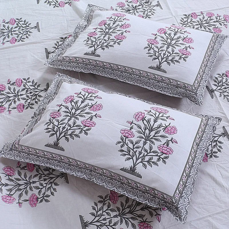 ShahiGuldaan Handblock Printed Cotton Bedsheet (Pink) - 400 TC media 4