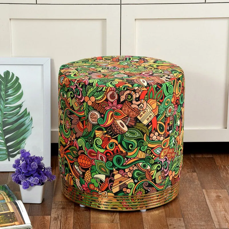 Bloomscape Abstract Velvet Pouffe - Multicolor media 1