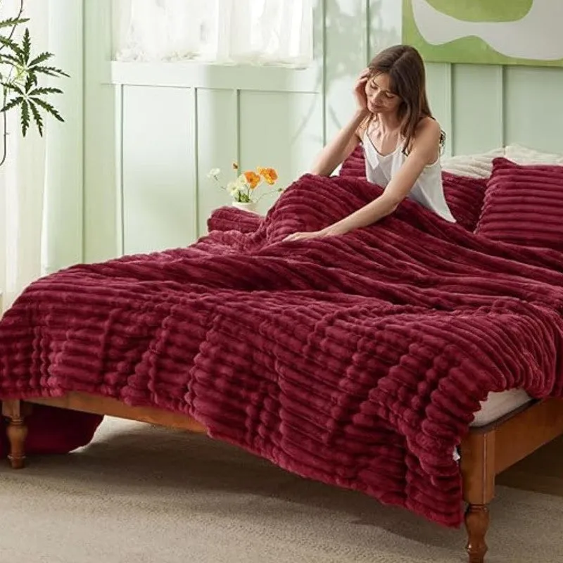 SleepScape Faux Fabric Blanket (Maroon)- 300 GSM media 4