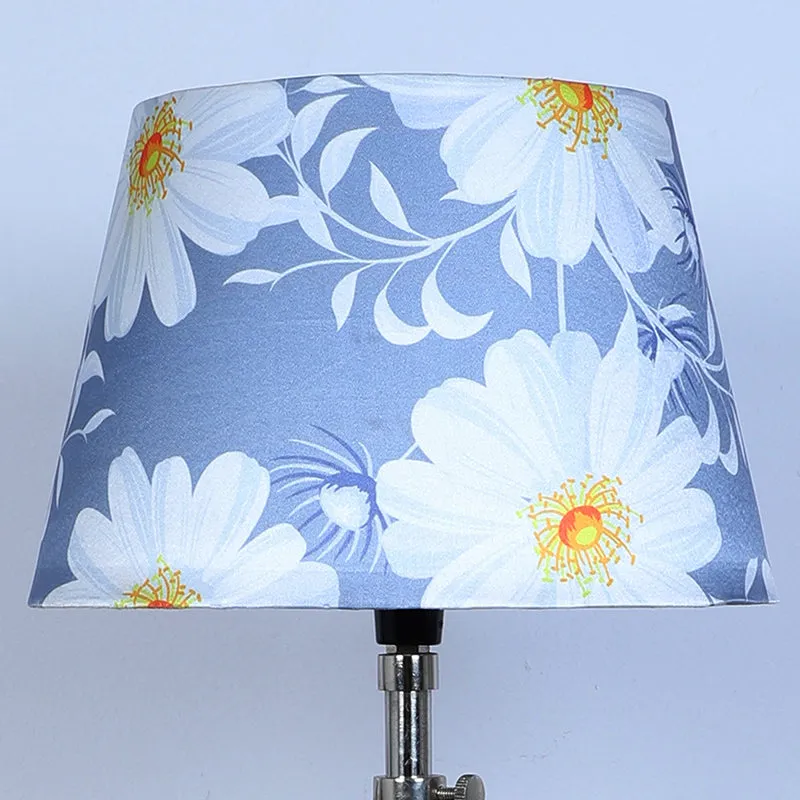 Daisy Blooms Printed Tripod Mango Wood Table Lamp - White,Blue,Black media 4