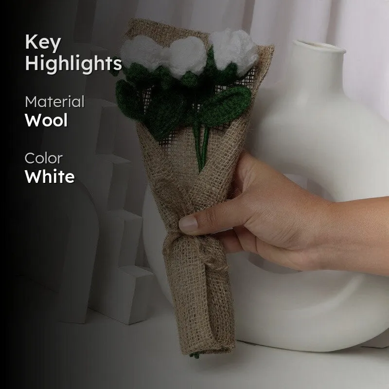 Crochet Handmade Tulip Bouquet (White) - Set Of Three media 2