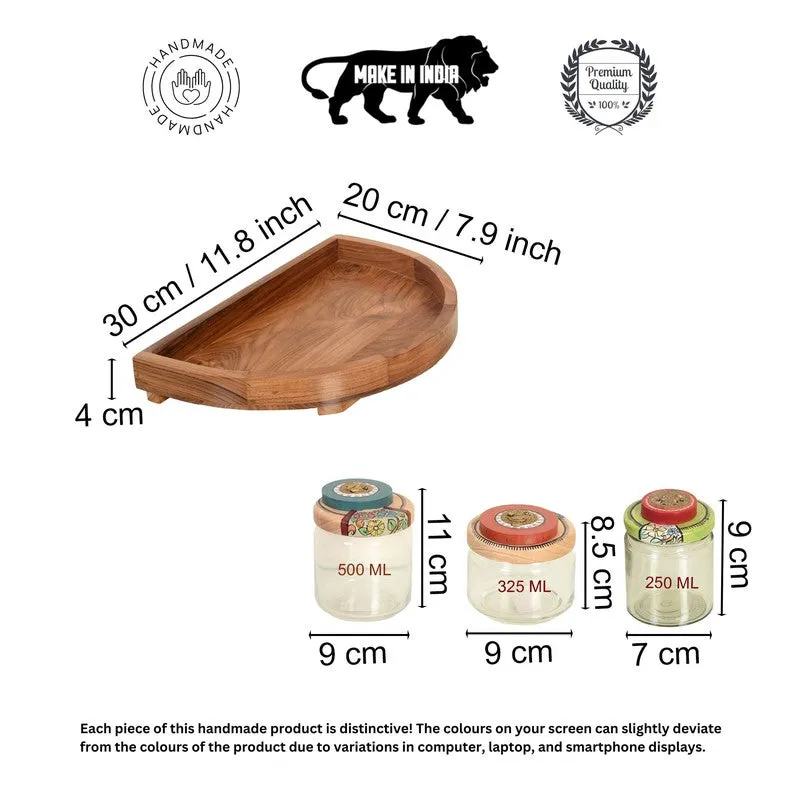 Ornara Handpainted Glass Jar Set With Wooden Base media 6