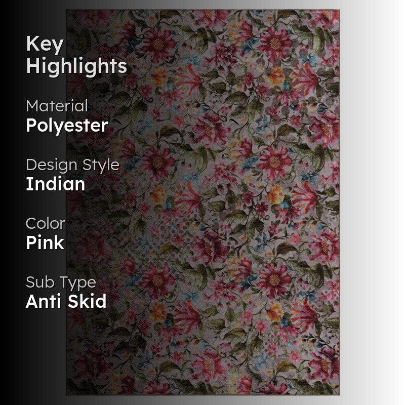 Sumaya Floral Polyester Carpet - Pink media 2
