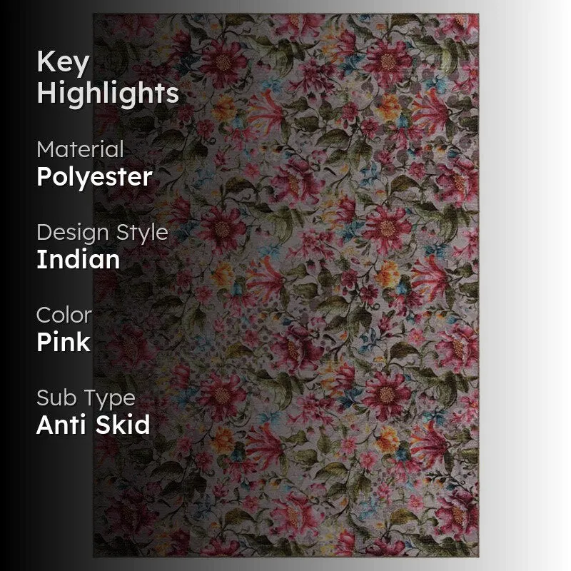 Sumaya Floral Polyester Carpet - Pink media 2