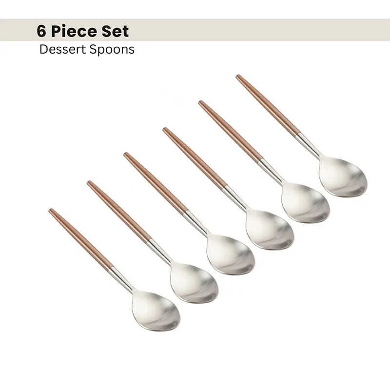 Stirling Stainless Steel Spoon Set (Silver & Brown) - Set Of Six media 5