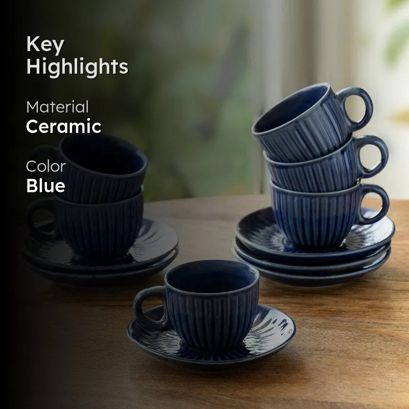 Midnight Ripped Cup & Saucer (150 Ml) - Set Of Six media 2