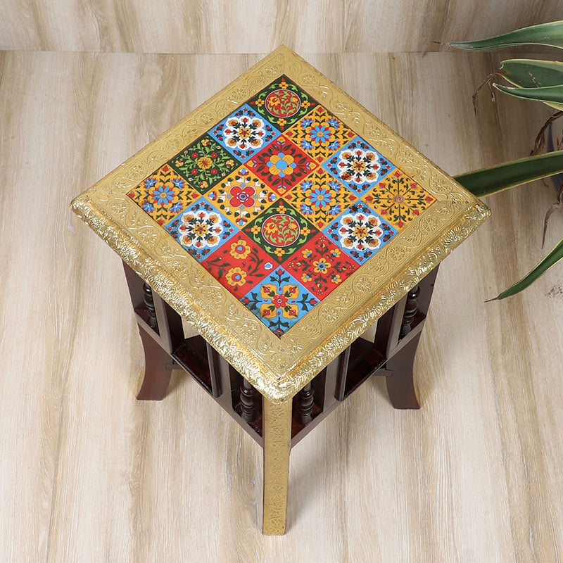 Devanta Brass Finish MDF Stool media 4