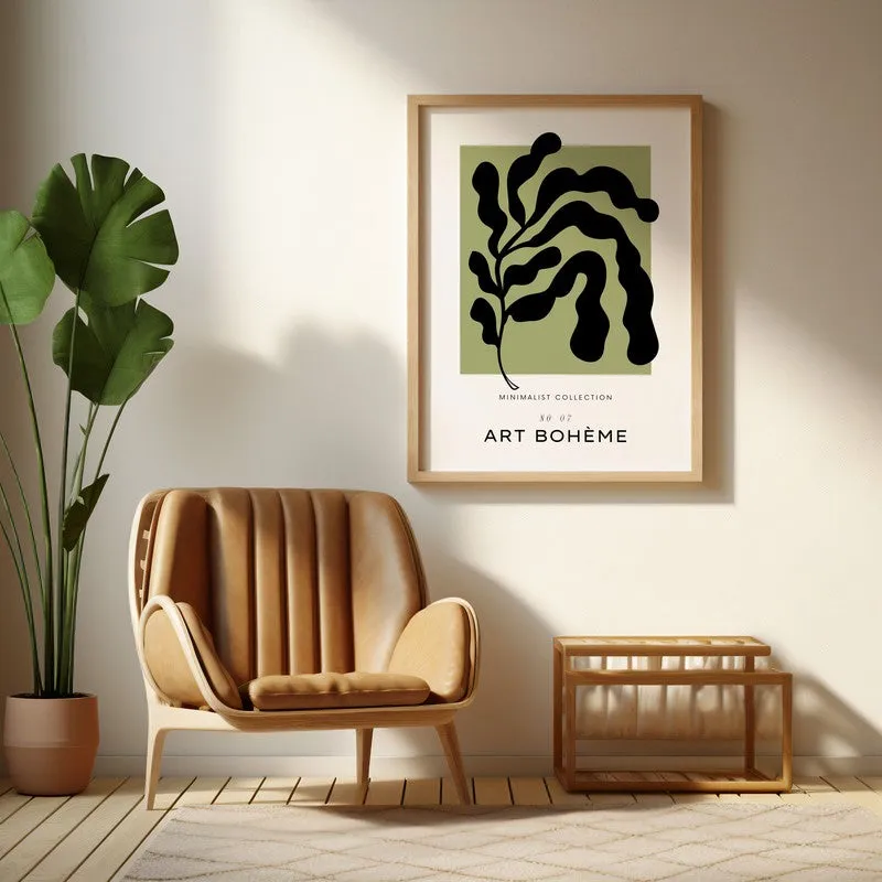 Boho Frond Canvas Wall Painting With Brown Frame media 6