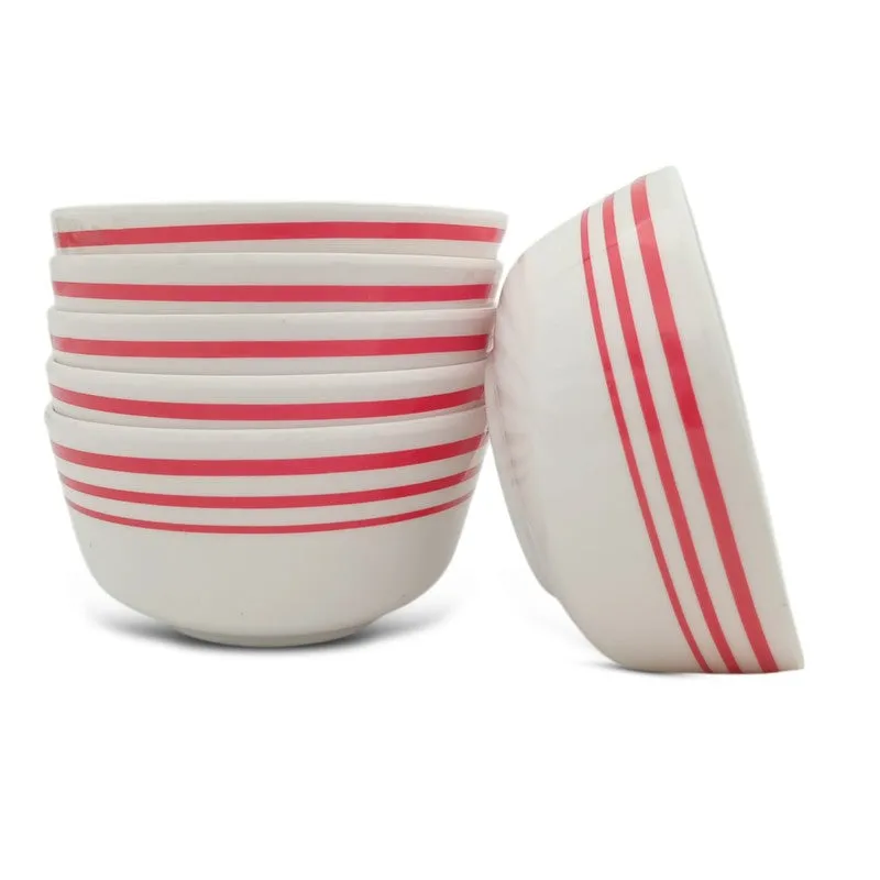 Red Lines Melamine Snack Bowls (300 mL Each) - Set of Six - 6