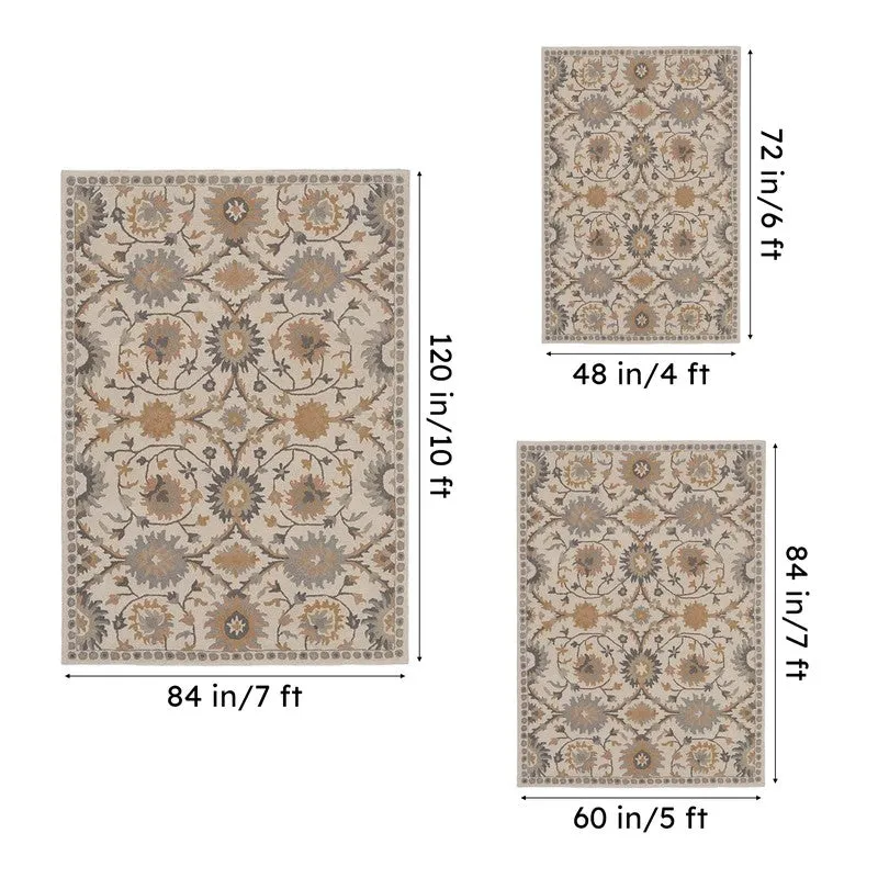 Awen Hand Tufted Ethnic Wool & Nylon Carpet - Ivory media 15