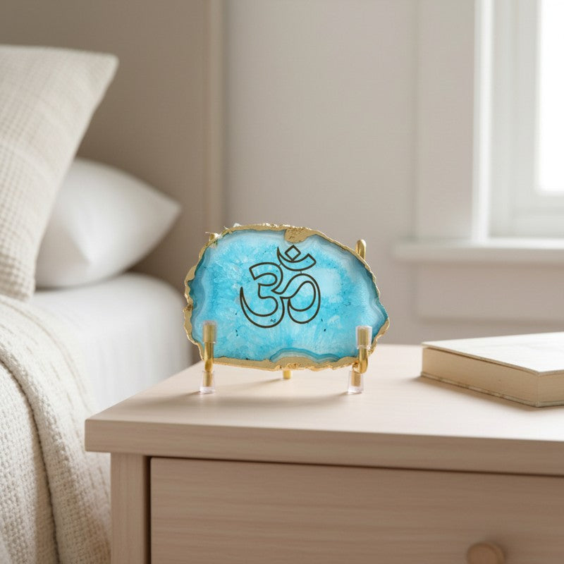 Om Handcrafted Agate Religious Accent - Turquoise media 8