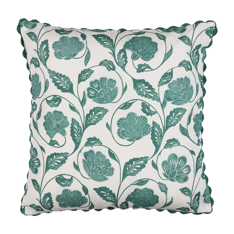 Flora Twine Printed Cushion Cover (Green) - Set Of Two media 6