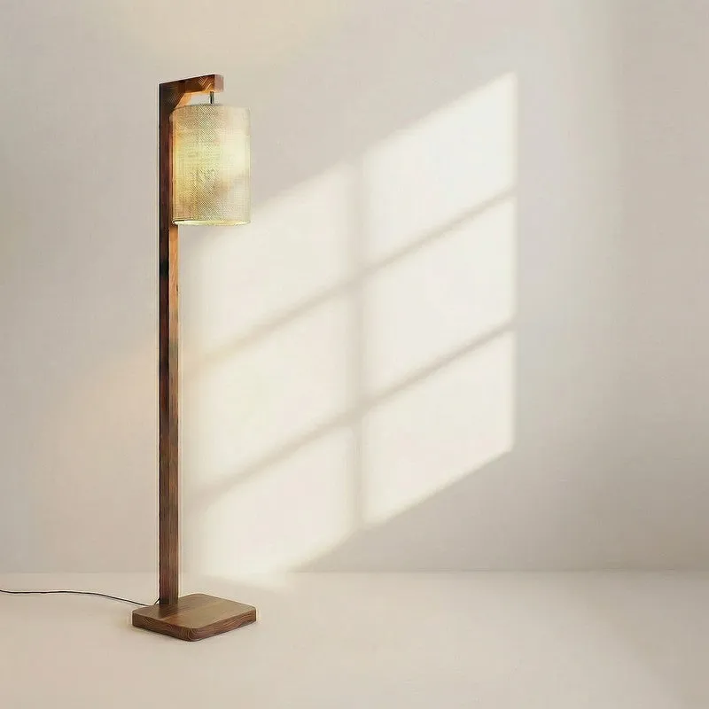 Colchis Wooden Floor Lamp With Fabric Shade media 8