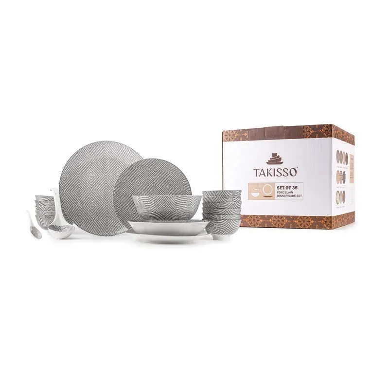 DineCrest Porcelain Dinner Set (Grey) - 35 Piece Set media 6