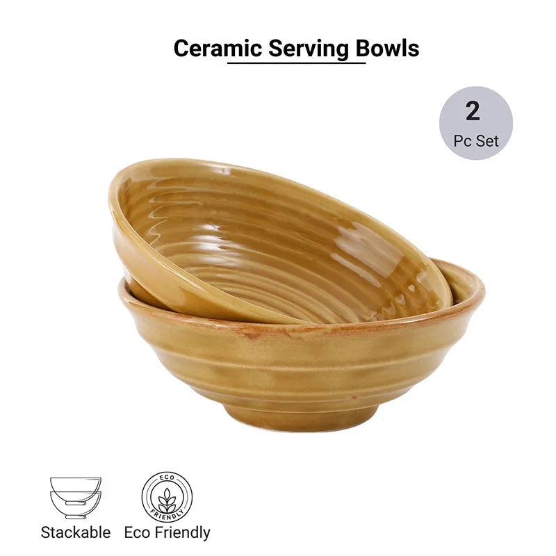Sierra Ceramic Serving Bowl (700 mL/Beige) - Set Of Two media 3