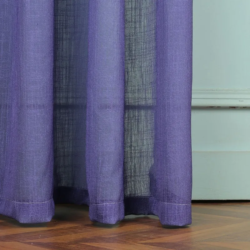 Ombrina Linen Texture Sheer Curtain (Violet) - Set Of Two media 7