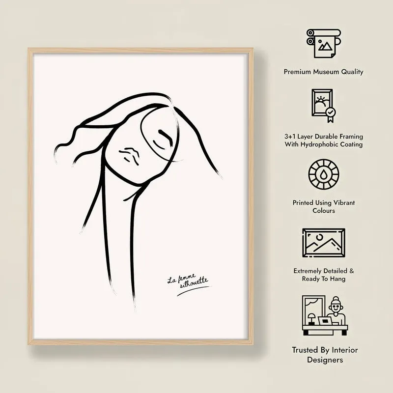 Lowered Gaze Canvas Wall Painting With Brown Frame media 10