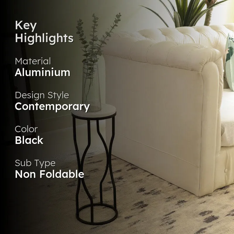 Marble Top Base Aluminum Side Table (Black) - Small media 2