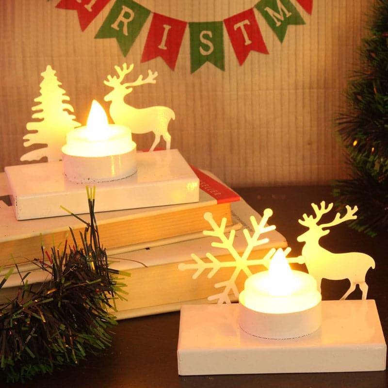 Snowy Glow Tealight Candle Holder (White) - Set Of Two media 3