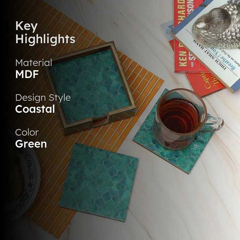 Ombre Checkered Coasters - Aqua - Set Of Four media 2